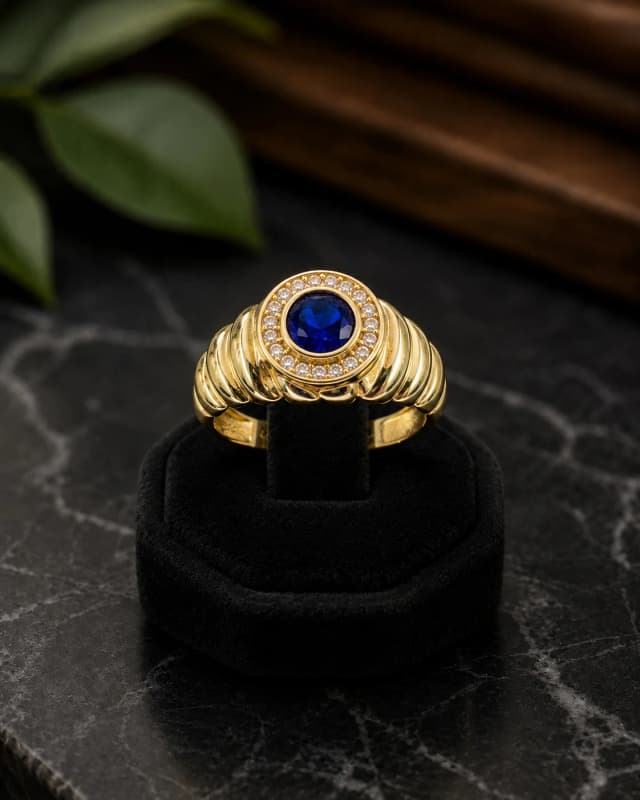 Okyanus Esintisi Boğumlu 14 Ayar Yeşil Altın Yüzük