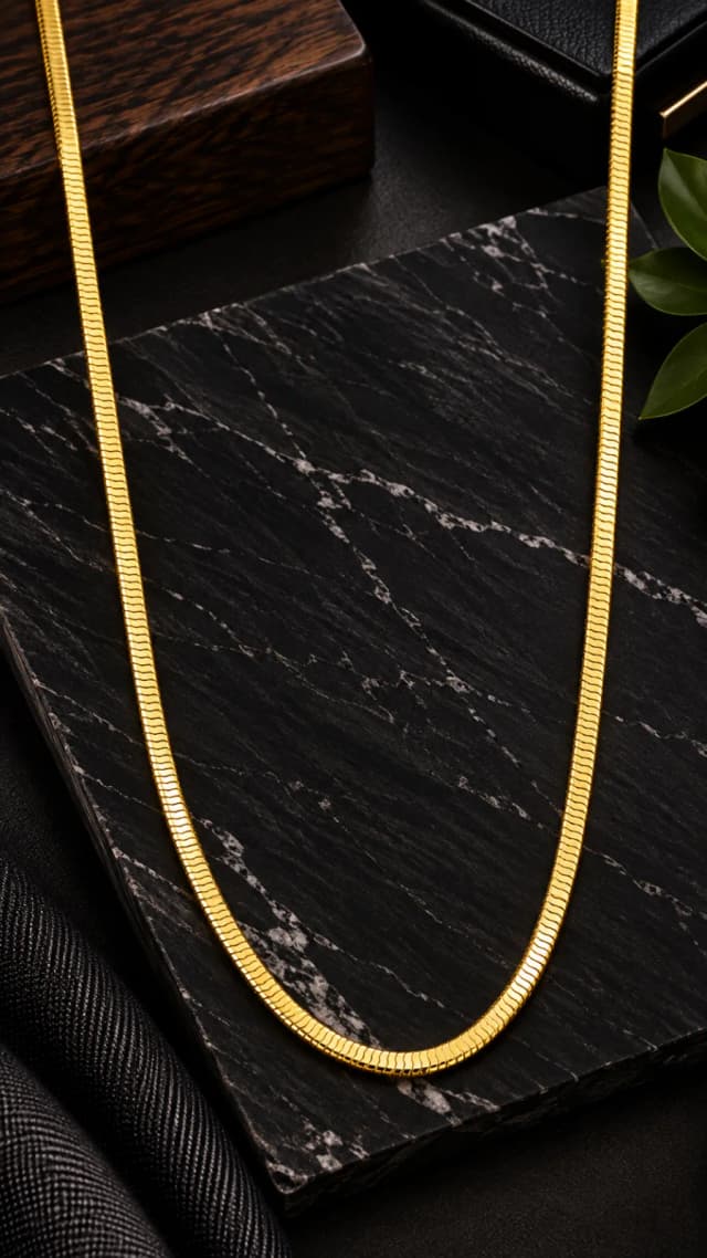 Esnek Doku 13.75 Gram Erkek 14 Ayar Yeşil Altın Zincir 50 cm