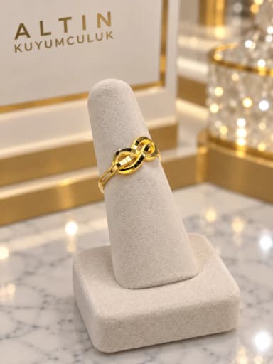 Kudretli Aşk Düğümü Motifli 22 Ayar Kırmızı Altın Yüzük