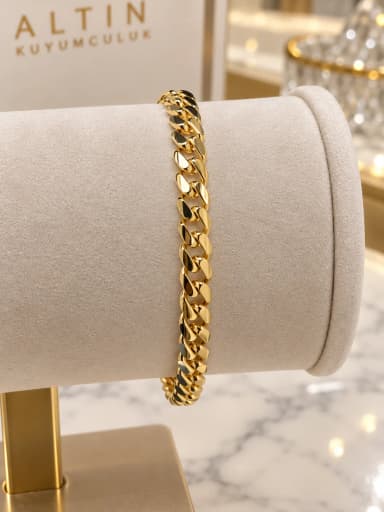 Göz Alıcı Gurmet Örgü Unisex 14 Ayar Yeşil Altın Bileklik