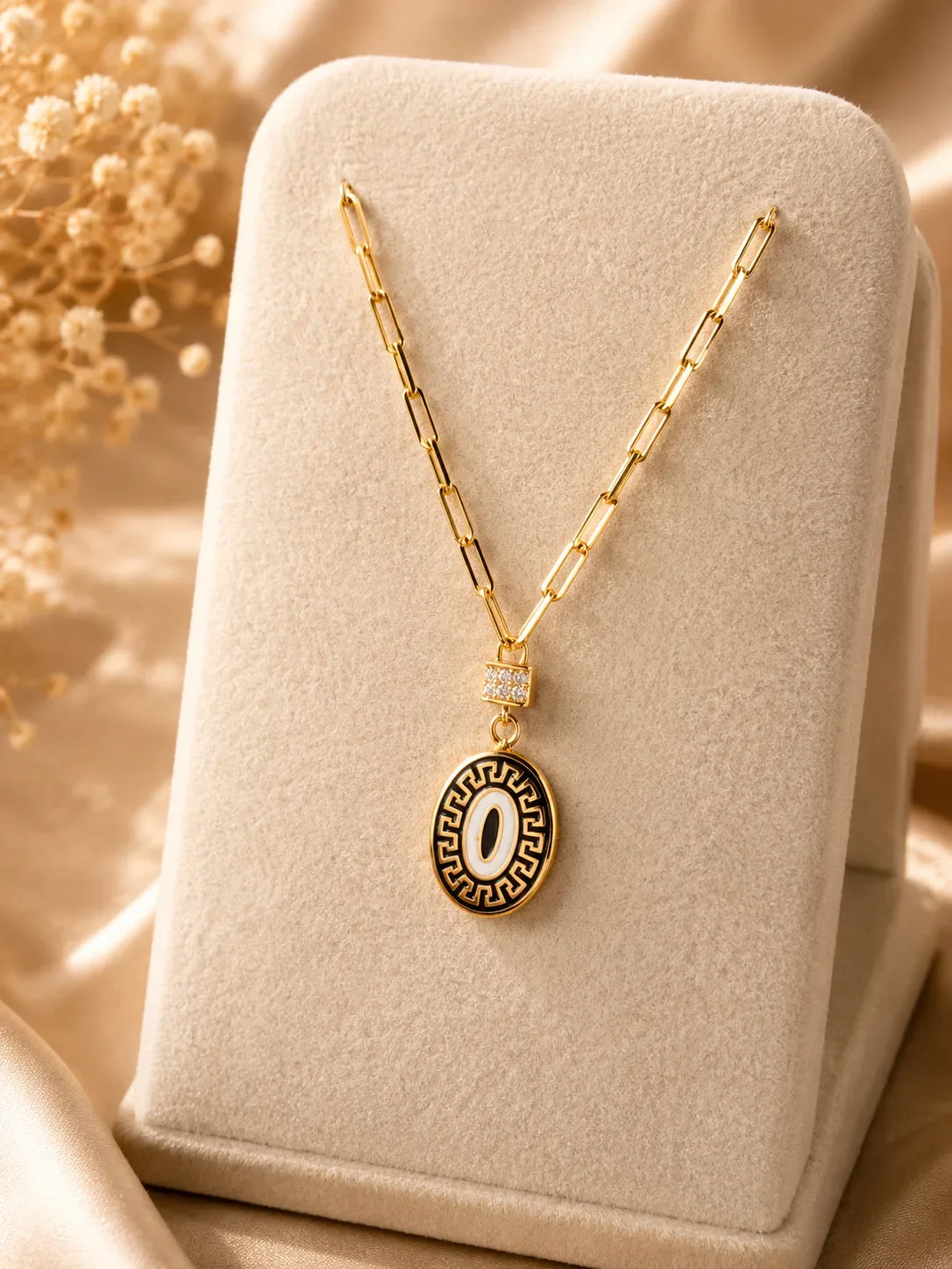 14 Ayar Greek Key Oval Ataç modeli